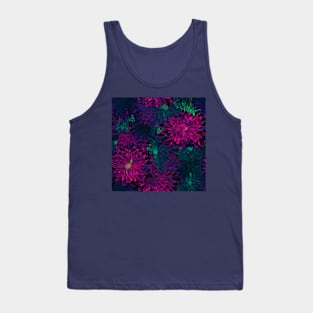 bioluminescent fluorescent flower pattern on dark background Tank Top